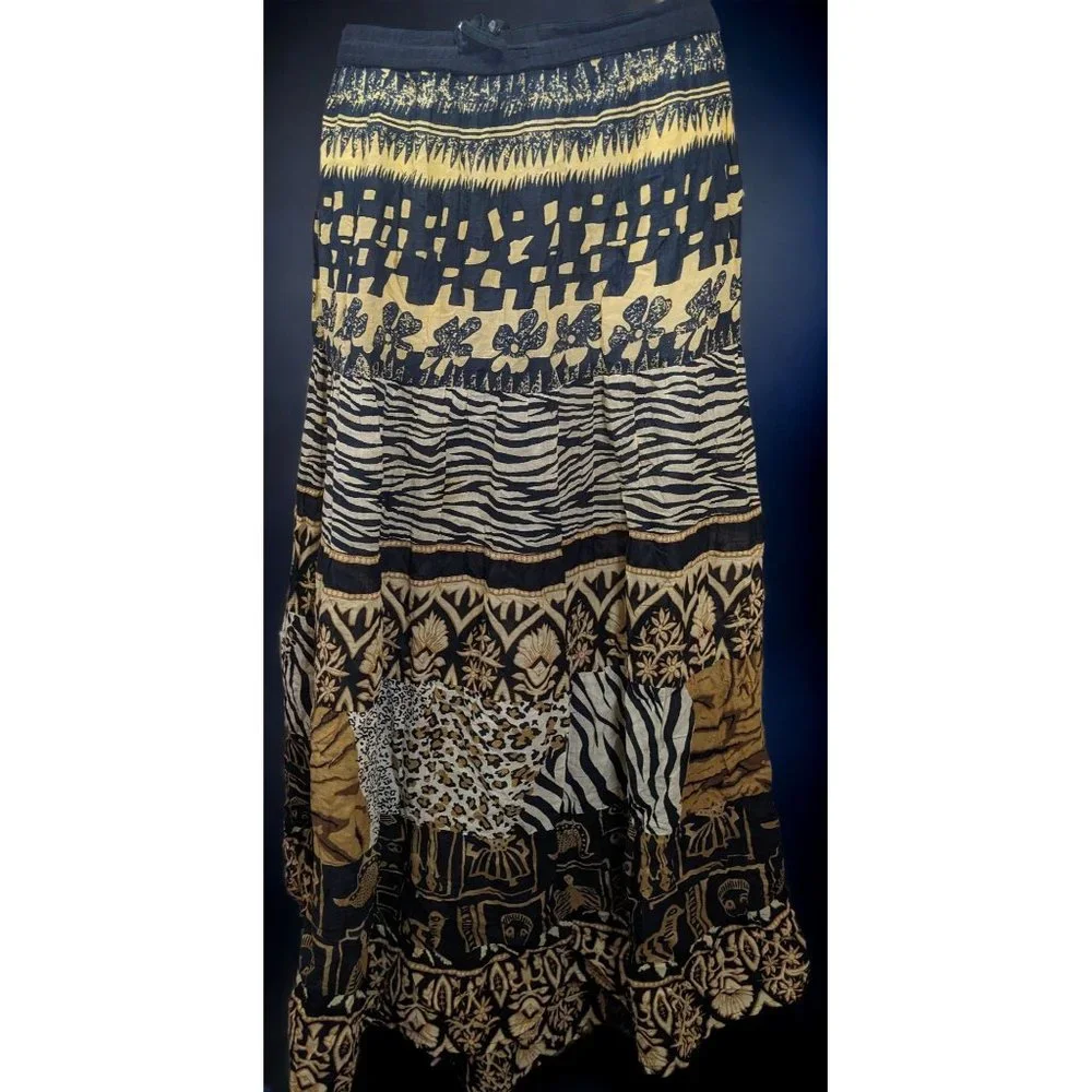 Vintage White Stag Animal Print Maxi Skirt
